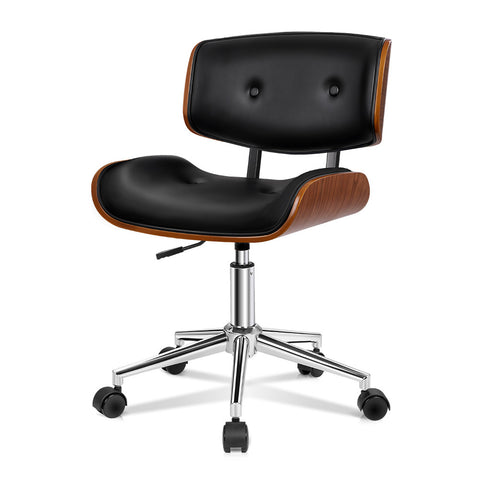 ALFORDSON Wooden Office Chair Computer Chairs Executive Seat Leather (Black)