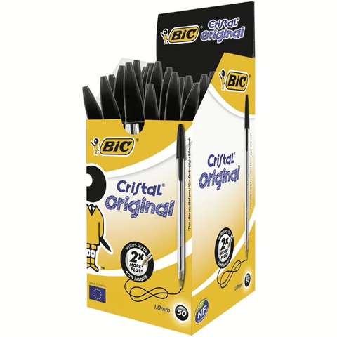 BIC Cristal Ballpoint Pens Medium (Black) [Box 50]