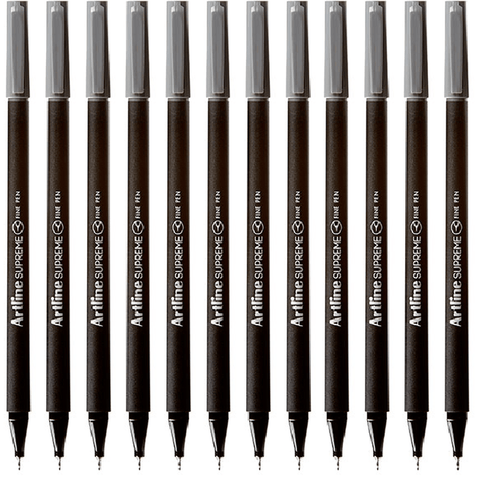 Artline Box 12 Supreme Fineliner Pen 0.4mm (Grey)