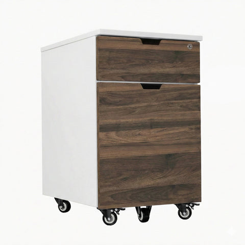 Desky Minimal Wooden Filing Cabinet - White / Jarrah Legno Melamine