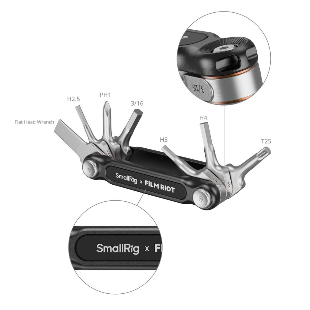 SMALLRIG X FILM RIOT Kit Outils Pliables 7 En 1 Rouge - Tournevis, Clés Hex | Pour Photo/Vidéo
