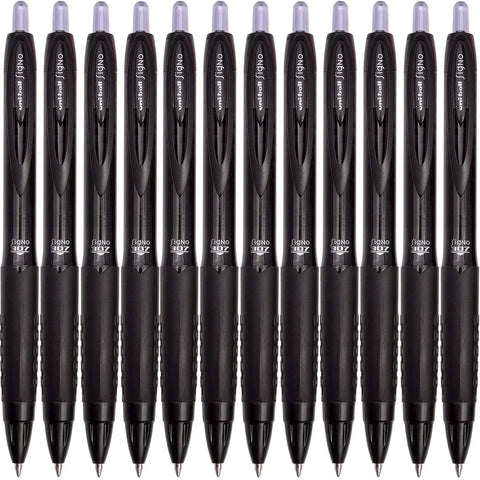 Uni-Ball UMN307 Signo Retractable Gel Ink Rollerball Pens 0.7mm Box 12 (Black)
