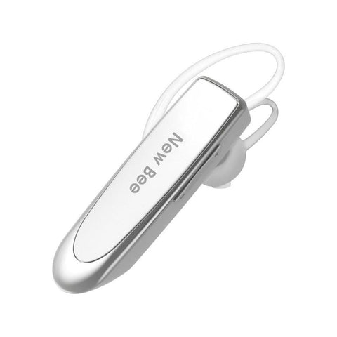 New Bee Bluetooth Handsfree Earpiece with Noise-Canceling Mic (White)