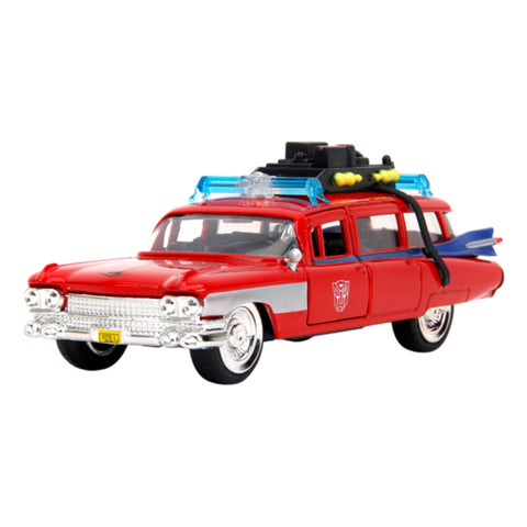 Jada 1:32 Scale Ghostbusters Cadillac Ecto-1 x Optimus Prime Diecast Vehicle