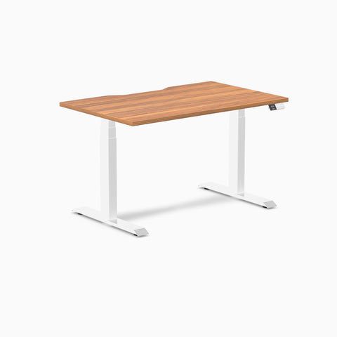 Desky Dual Scalloped Melamine Sit Stand Desk - Prime Oak / 1200x750mm / White