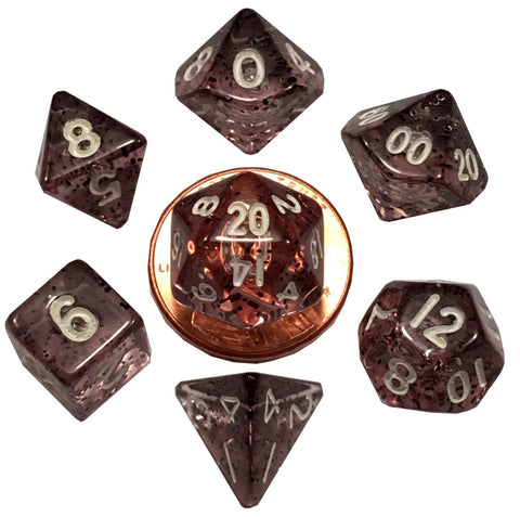Fanroll By Metallic Dice Games MDG Mini Polyhedral Dice Set White Numbers- Ethereal Black