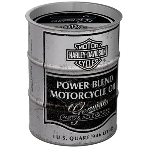 Nostalgic-Art Oil Barrel Harley-Davidson Power Blend Vintage/Retro Money Box