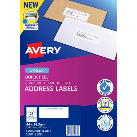 Avery Quick Peel Address Labels for Laser Printers 3300 Pieces