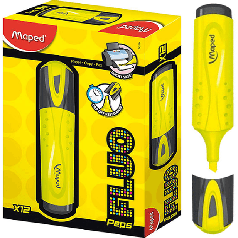 Maped Box 12 Fluo Peps Highlighters (Yellow)