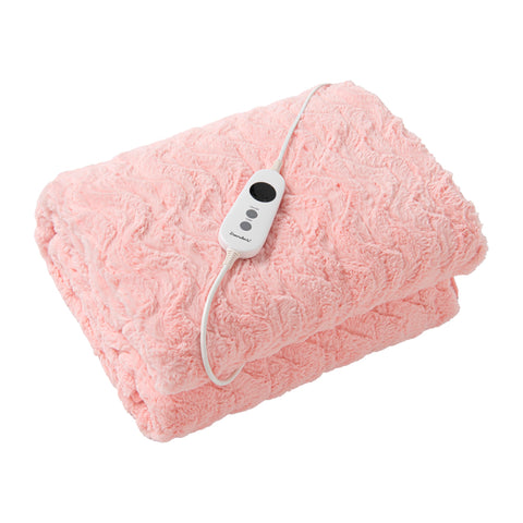 Dreamaker 500gsm Faux Fur Electric Heated Throw Blanket [180x200cm] (Pink)