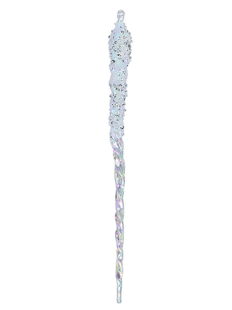 Christmas Warehouse - DECRH086 Iridescent Frost & Silver Sequin Twist Icicle Whimsical Essential Ornament | 27cm Iridescent with White & Silver
