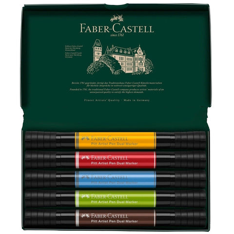 Faber-Castell Set of 5 Pitt Artist Pen Dual Marker Assorted