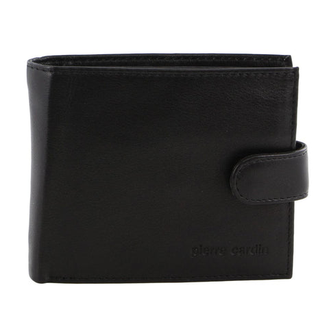 Pierre Cardin Men's Italian Leather RFID Two Tone Wallet 11cm Black Cognac