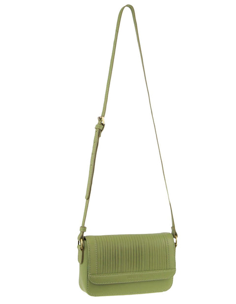 Pierre Cardin Women's Leather Pleated Design Crossbody Shoulder Bag 22cm Leaf