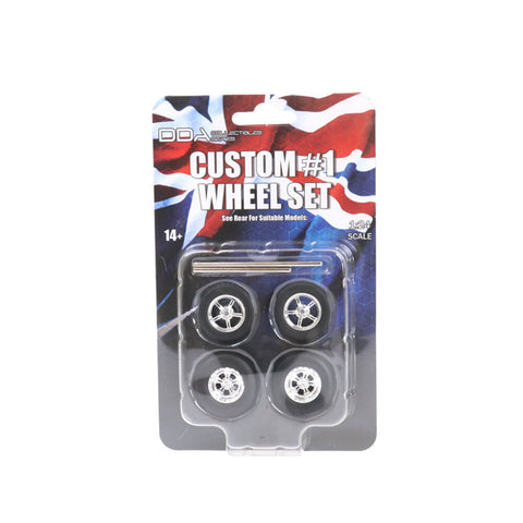 DDA 1:24 4pcs Custom #1 Wheels With Tyres & Axles Suits Holden HQ & HJ Model