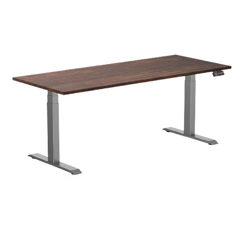 Desky Dual Softwood Sit Stand Desk 180cm American Rustic Pine Desktop and Space Grey Frame