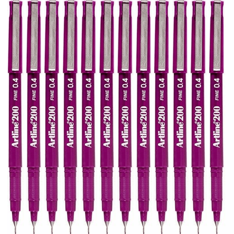 Artline Box 12 200 Fineliner Felt Tip Pen 0.4mm (Magenta)