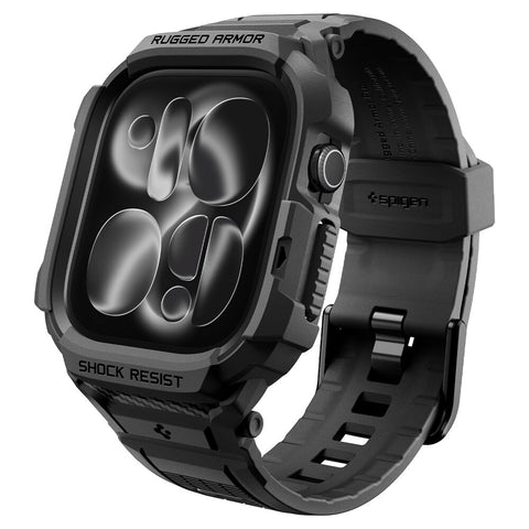 Spigen Apple Watch Series 12 42mm Rugged Armor Pro Case with Band (Black)