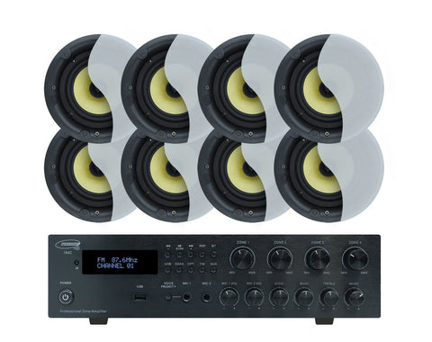 Weconic 6.5" Rimless Ceiling Speaker System with 4 Zone Bluetooth Amplifier LGC63