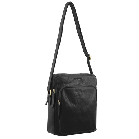 Pierre Cardin Italian Leather Tablet Bag - Black