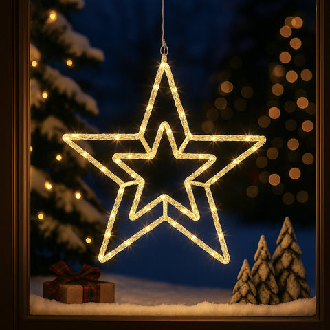 Lexi Lighting 2D Acrylic Concentric Double Star Christmas Lights