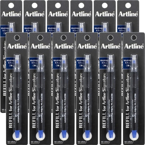 Artline Signature Rollerball Pen 0.7mm Refill Blue 12 Pack