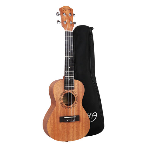 Alpha 23" Ukulele Natural Mahogany Concert Beginner Gift with Carry Bag