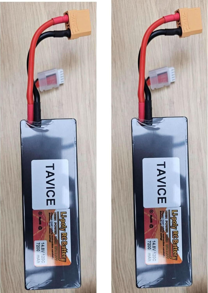 Power Delivery Raceway TAVICE 2 Pack 4S LiPo Battery 14.8V 7200mAh 120C with XT90 Connector ...