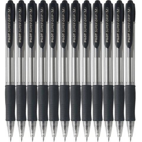 Pilot Super Grip Retractable Ballpoint Pen Medium 1.0mm (Black) [Box 12]