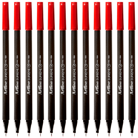 Artline Box 12 Supreme Fineliner Pen 0.4mm (Red)
