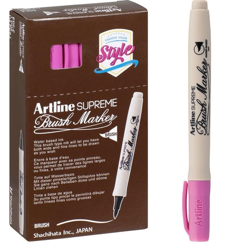 Artline Supreme Brush Marker Box of 12 (Pink)