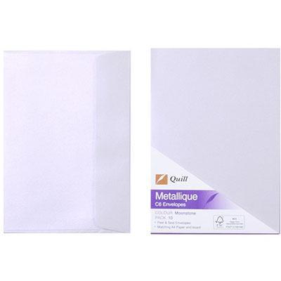 Quill C6 Matallique Envelopes Pack 10 (Moostone)