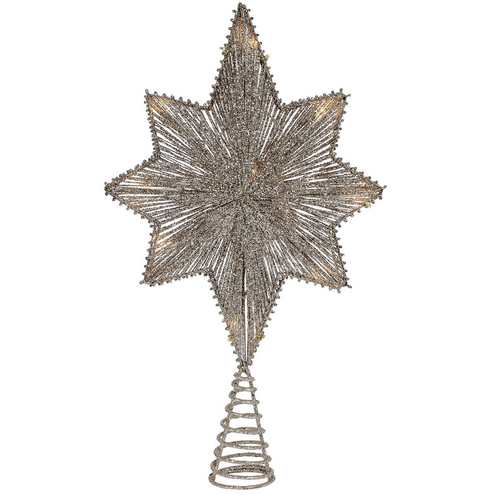 Large Warm White LED Champagne Star Of Bethlehem Tree Topper 42cm