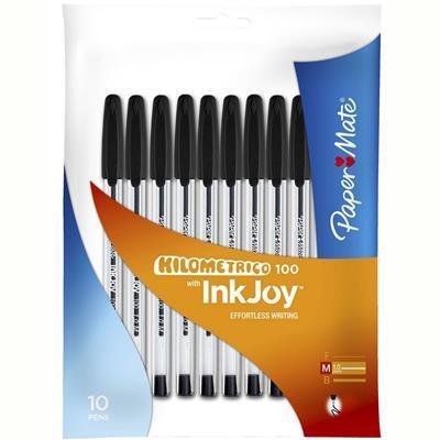 Papermate Inkjoy 100 Ballpoint Pen Medium 1.0mm Black Pack 10