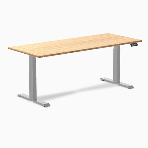 Desky Dual Bamboo Sit Stand Desk 120cm Bamboo Desktop and Grey Frame