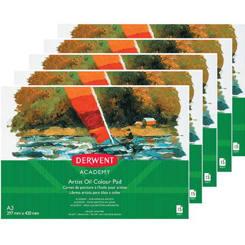 Derwent Academy Artist Oilpaints Pad Landscape A3 15 Sheets 5 Pack