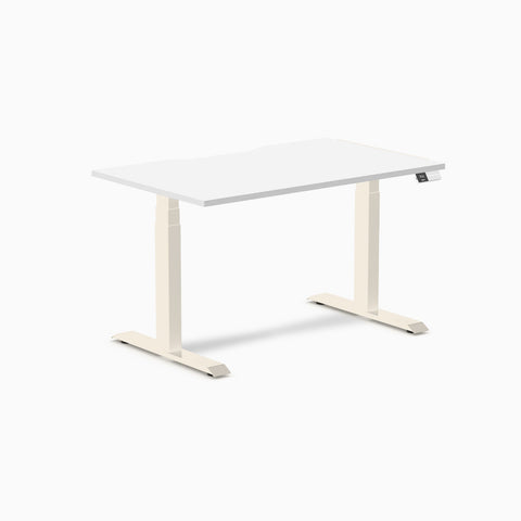 Desky Dual Scalloped Melamine Sit Stand Desk - White / 1200x750mm / Wheat