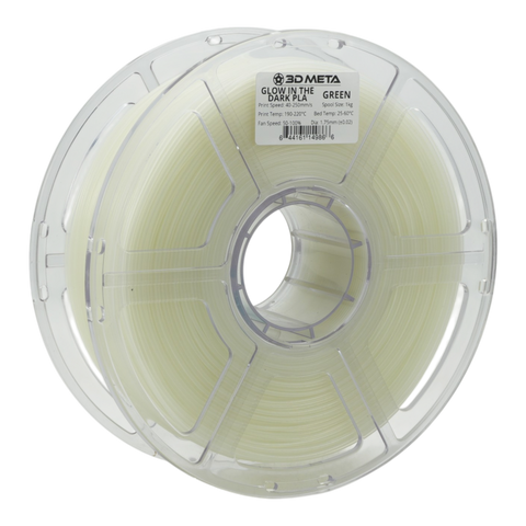 3D META Glow in the Dark PLA 3D Printing Filament - Green - Clear in Light