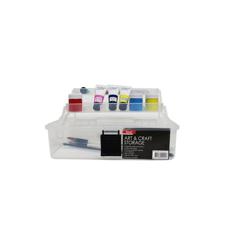 Jasart Art/Craft Plastic Storage Organiser Box with Handle/Locking Lid 33x20cm CLR