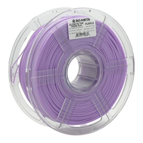 3D META Glow in the Dark PLA 3D Printing Filament - Purple - Colour in Light