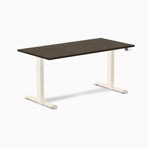 Desky Dual Bamboo Sit Stand Desk 150cm Dark Bamboo Desktop and Wheat Frame