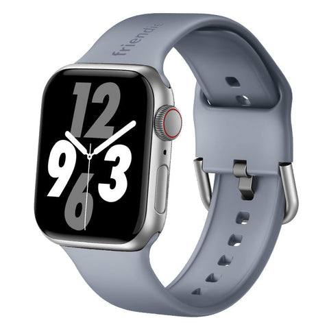 Friendie Byron Silicone Sports Band for Apple Watch 7/8/9/10/11/SE  (Grey/Silver) [Small] 38/39/40/41/42mm