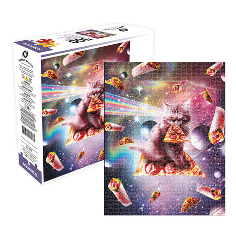 Aquarius 500pc 25x20cm Random Galaxy Cat Pizza Jigsaw Puzzle Family Game 14y+