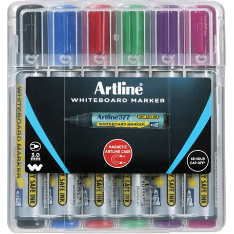 Artline Whiteboard Marker 577 with Magnetic Case Bullet Tip [Pack 6]