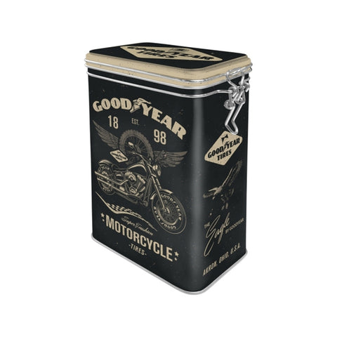 Nostalgic-Art Storage Clip Top Tin 1.3L 17.5cm Goodyear Motorcycle