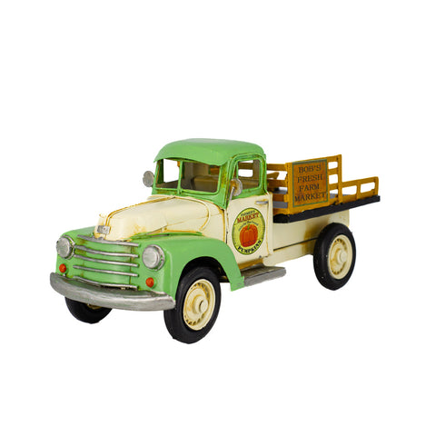 Boyle Metal Display Farm Truck Handmade Ornament Home Decor 29cm (Green/White)