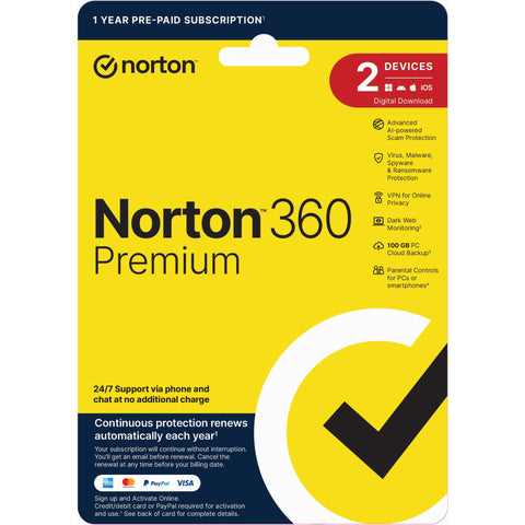 Norton 360 Premium (2-Device, 12-Month) [Digital Download]