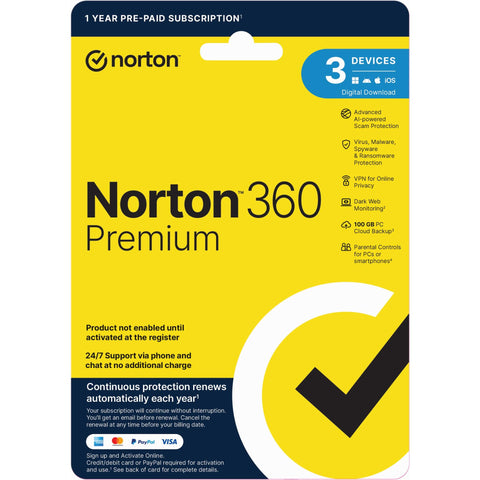 Norton 360 Premium (3-Device, 12-Month) [Digital Download]