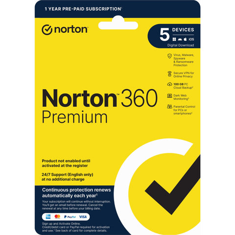 Norton 360 Premium (5-Device, 12-Month) [Digital Download]