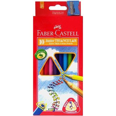 Faber-Castell Junior Triangular Coloured Pencils With Sharpener Assorted Pack 10